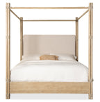 Retreat Pole Rattan King Upholstered Poster Bed withCanopy