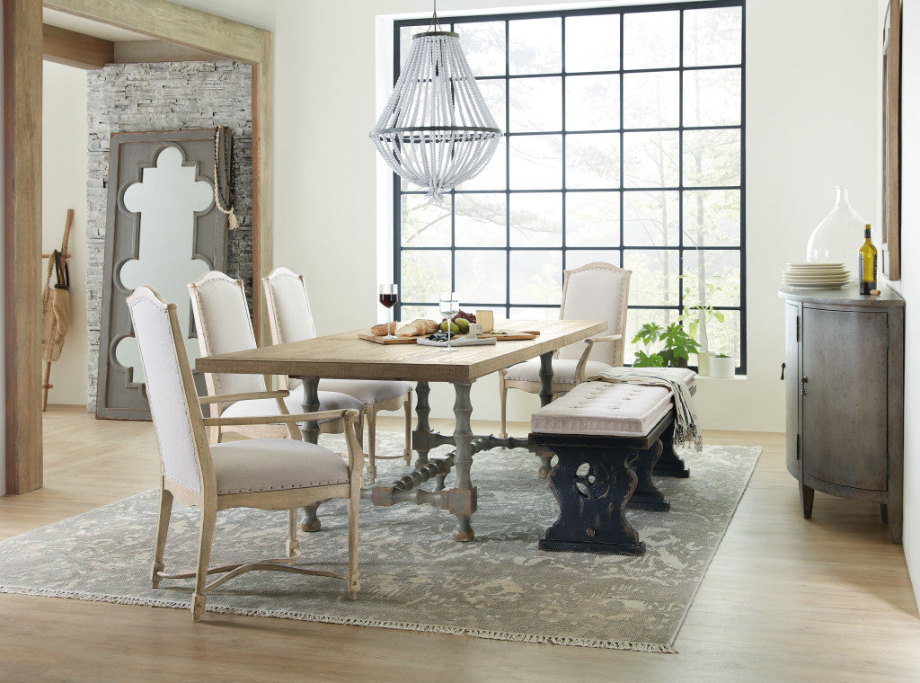 Ciao Bella 84in Trestle Table with 2-18in Leaves-Natural/Gray